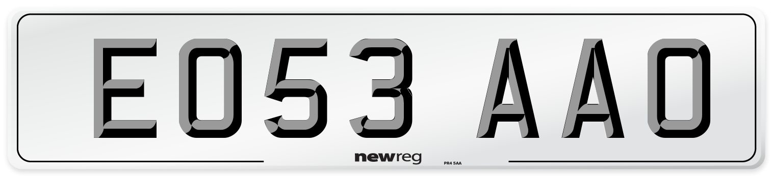 EO53 AAO Number Plate from New Reg